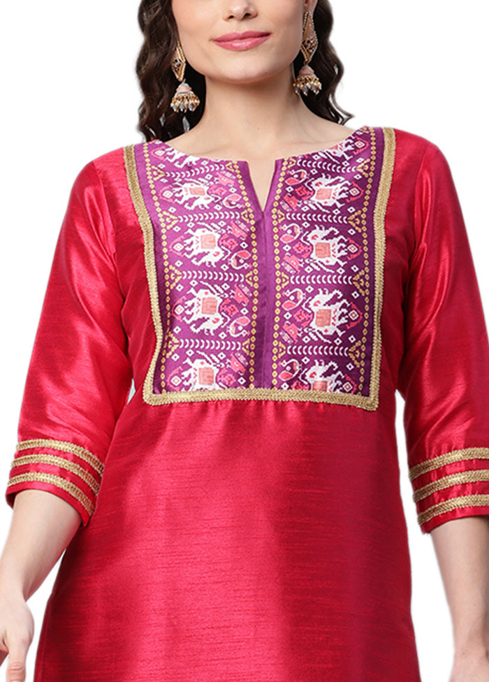 2 Pc Rani Readymade Silk Kurti Set