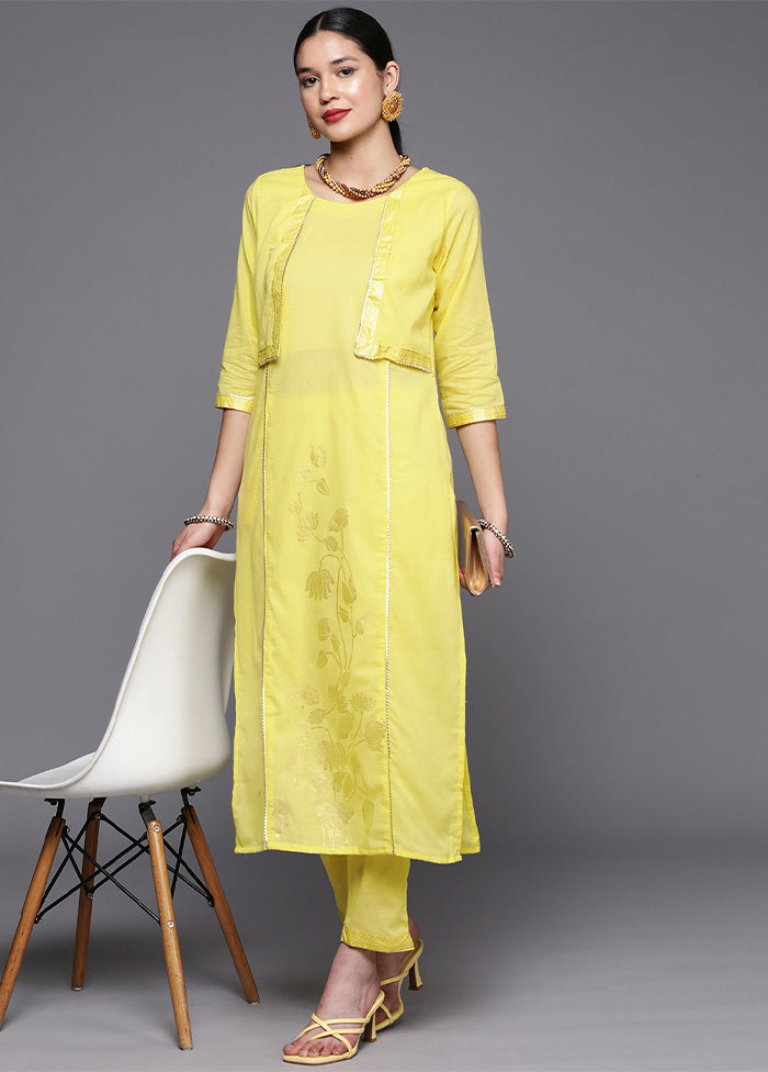 2 Pc Yellow Pure Readymade Cotton Kurti Set