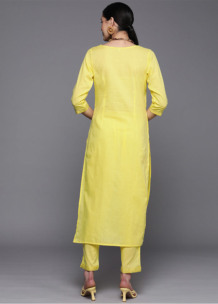 2 Pc Yellow Pure Readymade Cotton Kurti Set