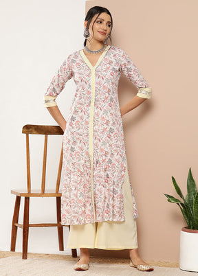 2 Pc Pink Readymade Silk Kurti Set