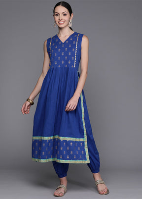 2 Pc Indigo Blue Pure Readymade Cotton Kurti Set