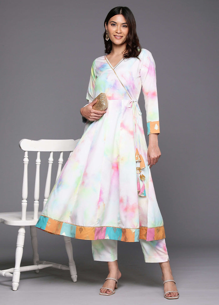 2 Pc Multicolor Readymade Silk Kurti Set