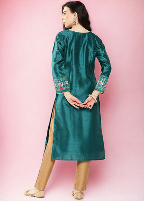 Green Readymade Silk Kurti