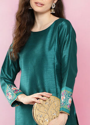 Green Readymade Silk Kurti