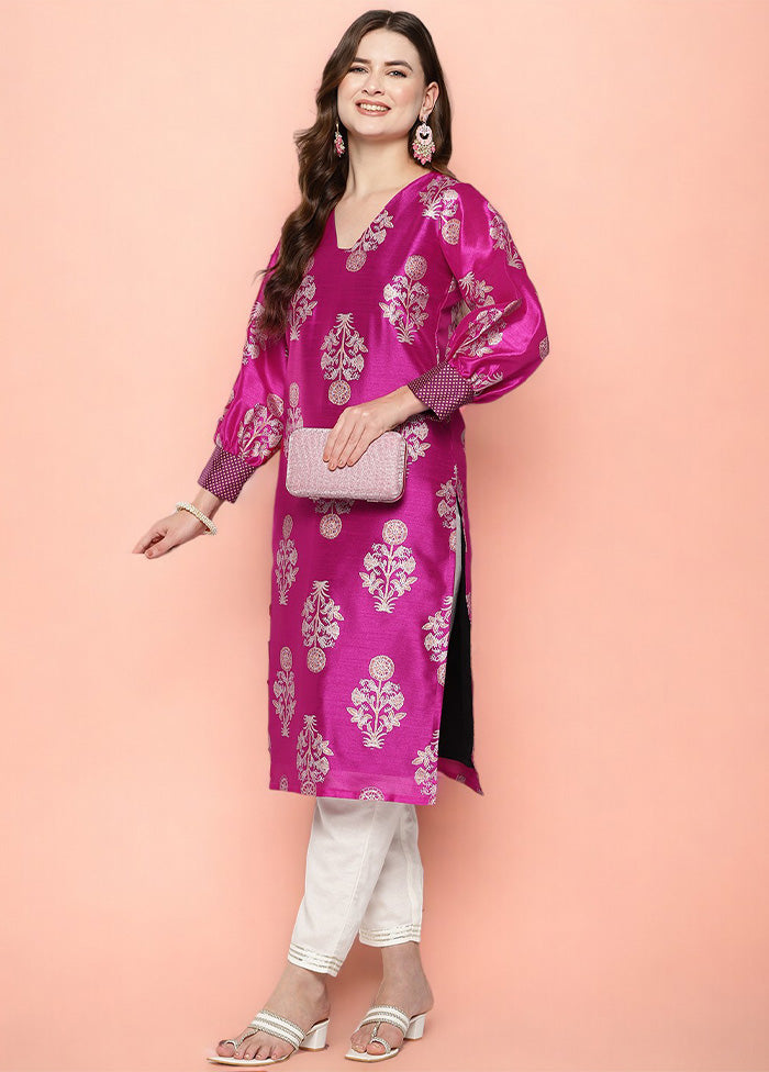 Pink Readymade Silk Kurti