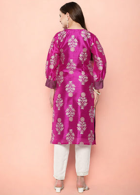 Pink Readymade Silk Kurti