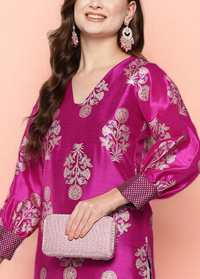 Pink Readymade Silk Kurti