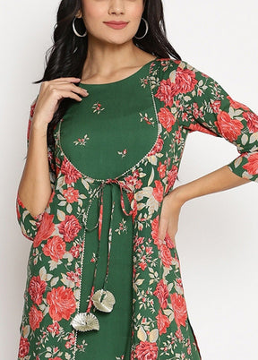 2 Pc Green Readymade Viscose Kurti Set