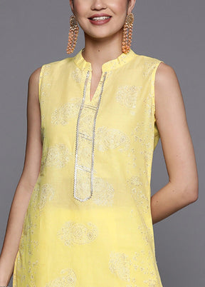 2 Pc Yellow Pure Readymade Cotton Kurti Set