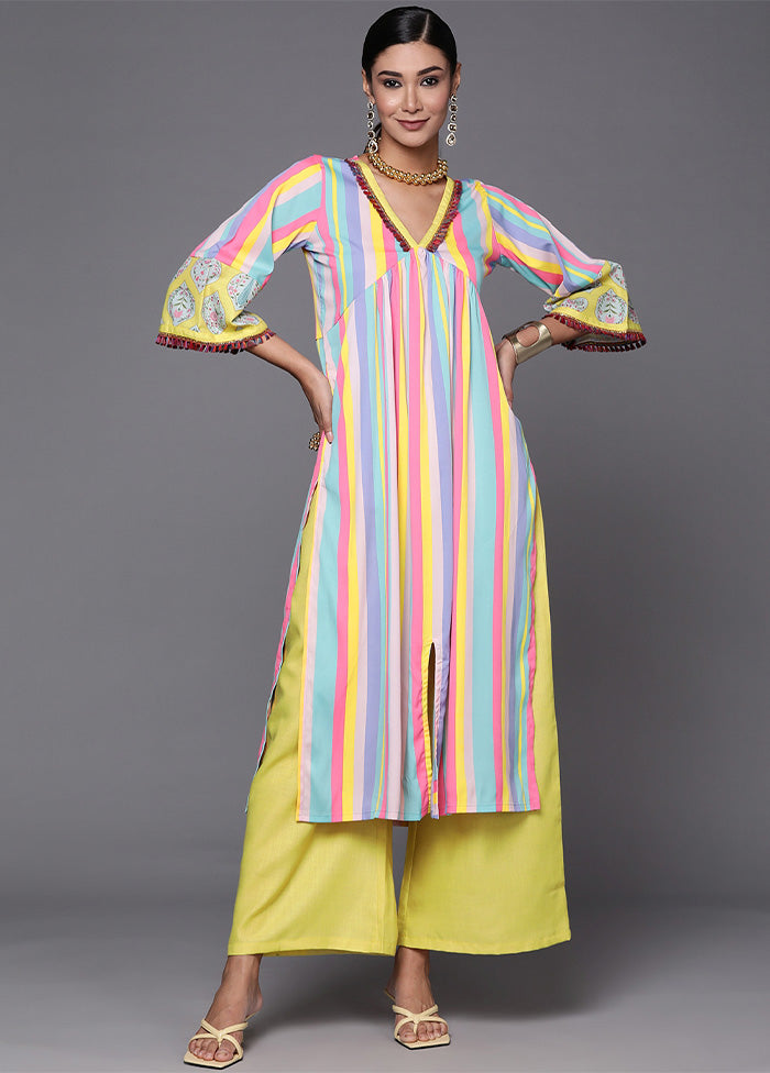 2 Pc Multicolor Readymade Silk Kurti Set