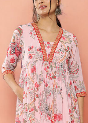 2 Pc Pink Readymade Georgette Kurti Set