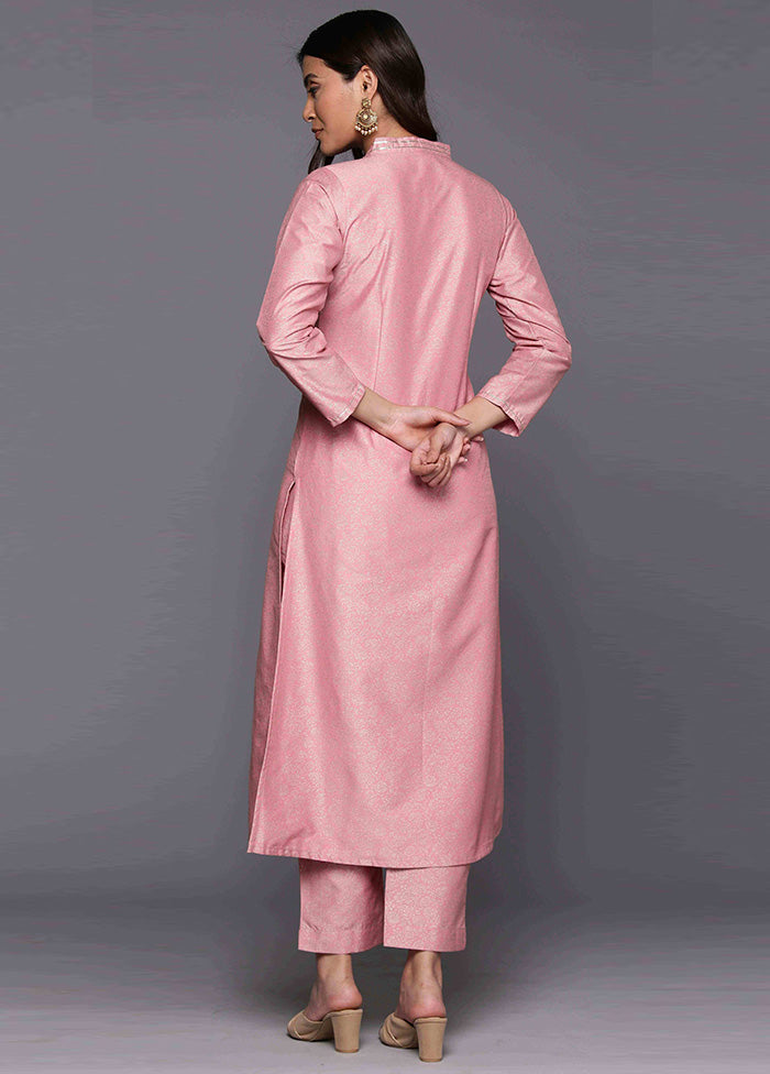 2 Pc Pink Readymade Silk Kurti Set