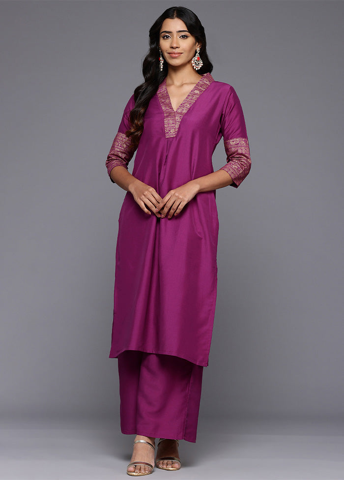 2 Pc Purple Readymade Silk Kurti Set