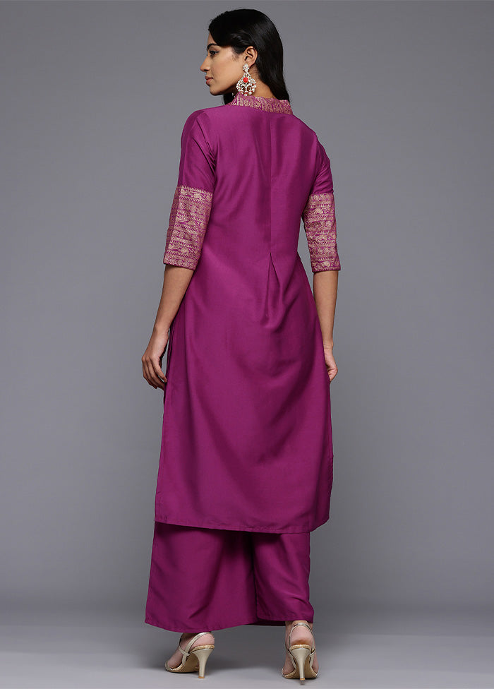 2 Pc Purple Readymade Silk Kurti Set