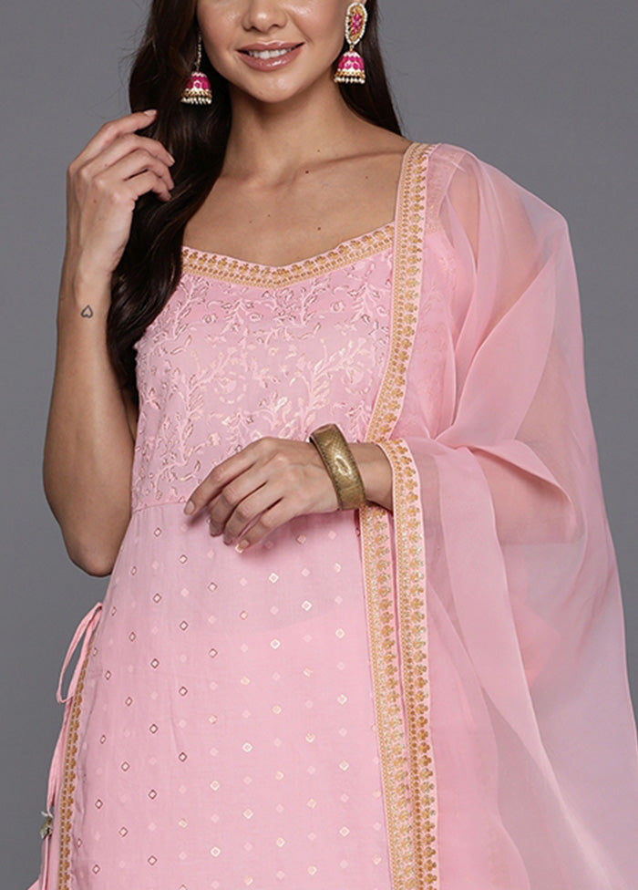 3 Pc Pink Pure Readymade Cotton Dupatta Suit Set