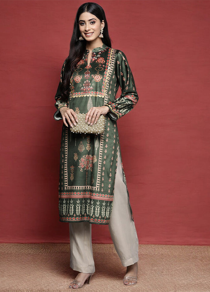 Green Readymade Velvet Kurti