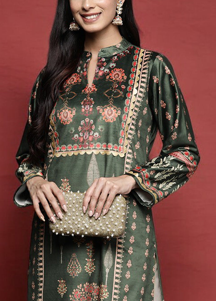 Green Readymade Velvet Kurti