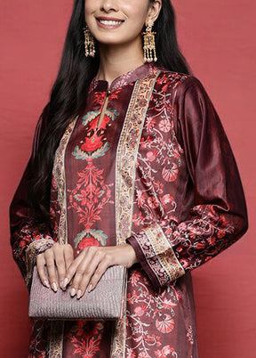 Burgundy Readymade Velvet Kurti