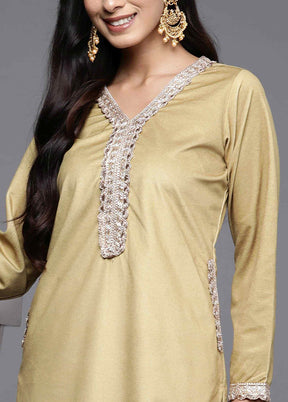 Mustard Readymade Velvet Kurti