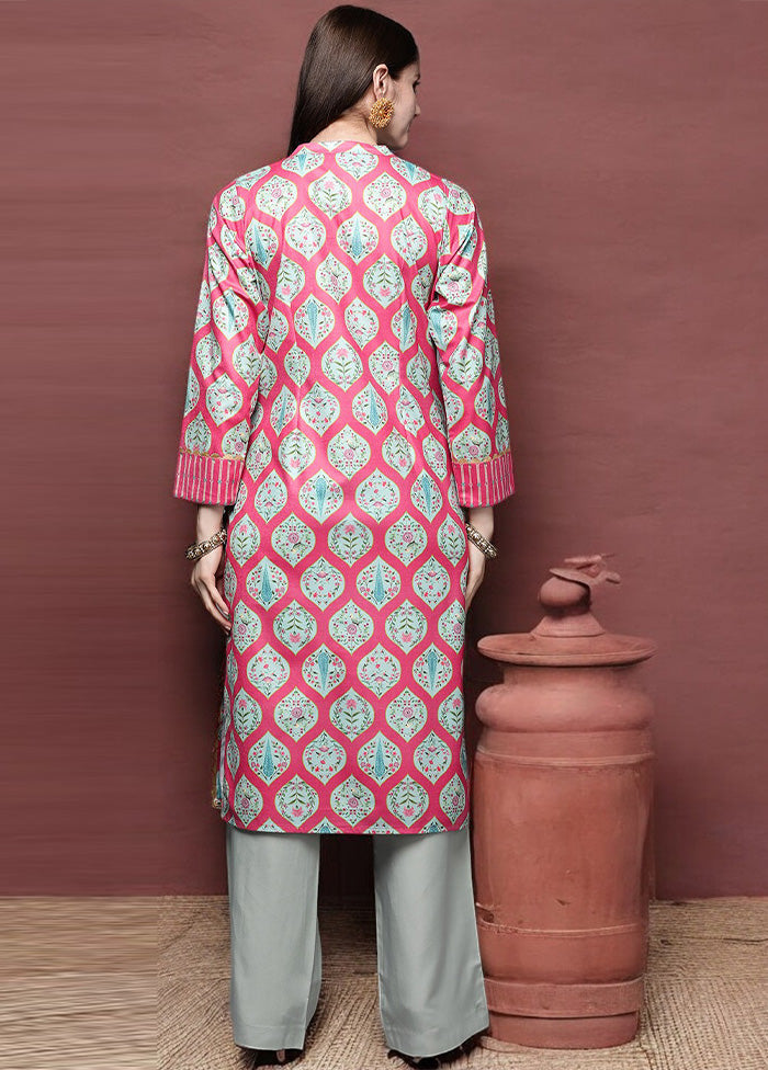 Pink Readymade Velvet Kurti