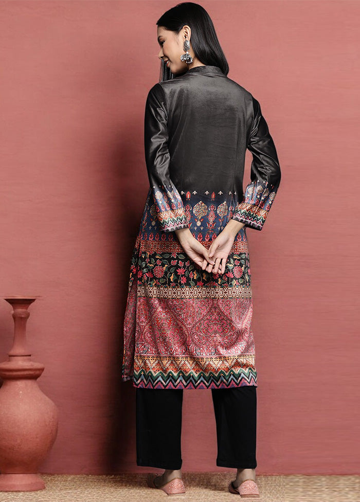 Multicolor Readymade Velvet Kurti