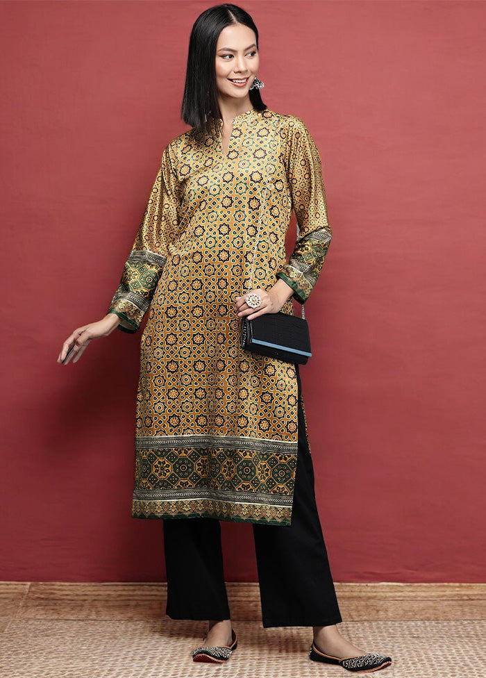 Mustard Readymade Velvet Kurti