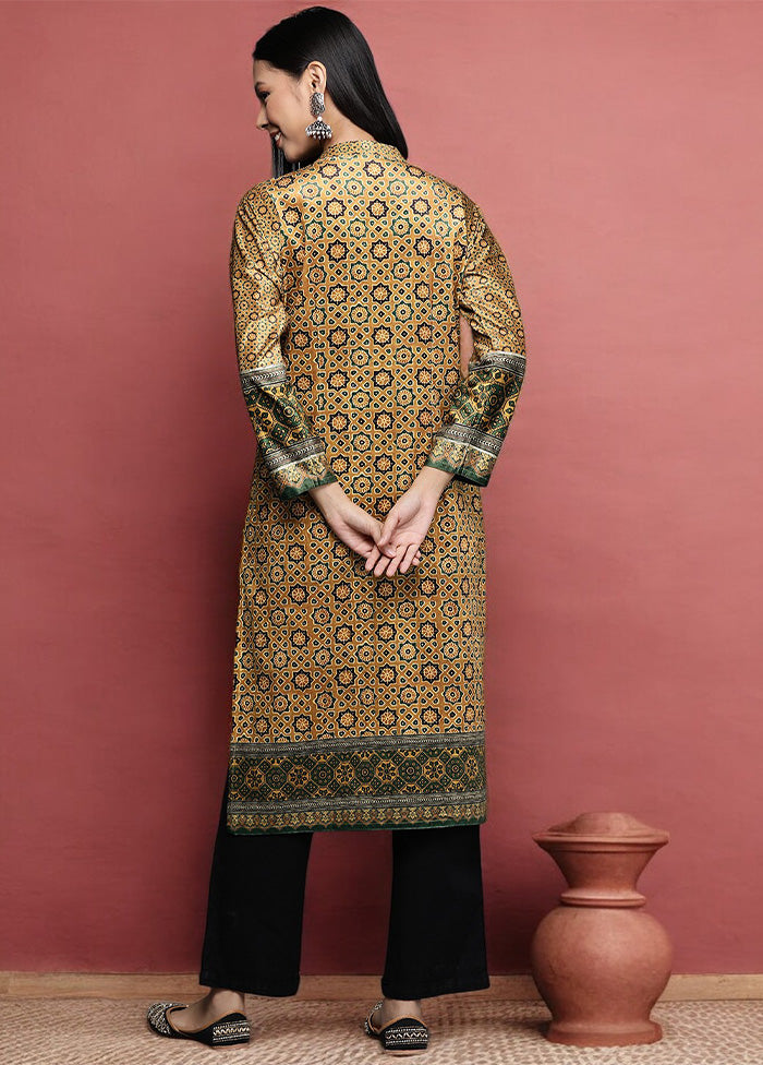 Mustard Readymade Velvet Kurti