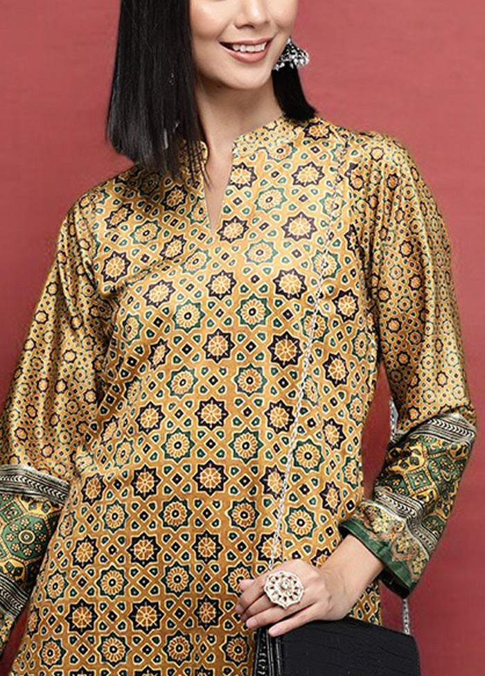 Mustard Readymade Velvet Kurti