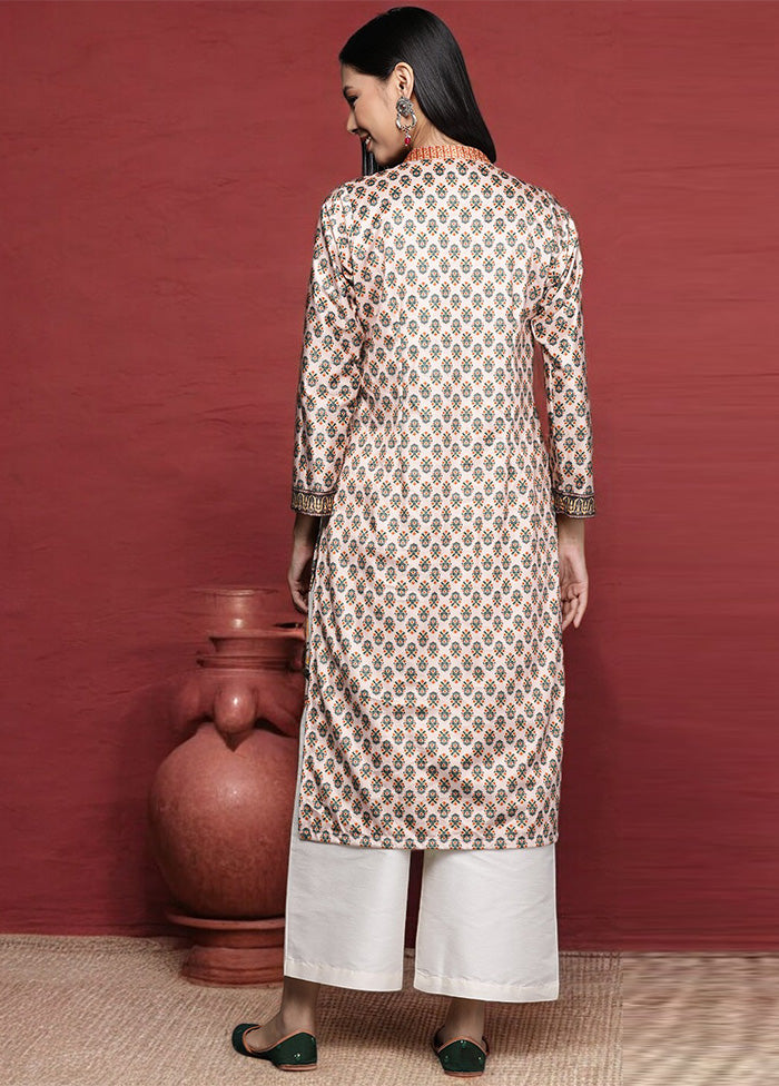 Beige Readymade Velvet Kurti