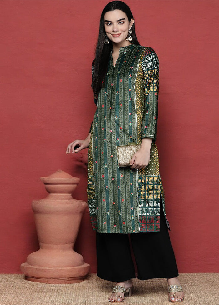 Green Readymade Velvet Kurti