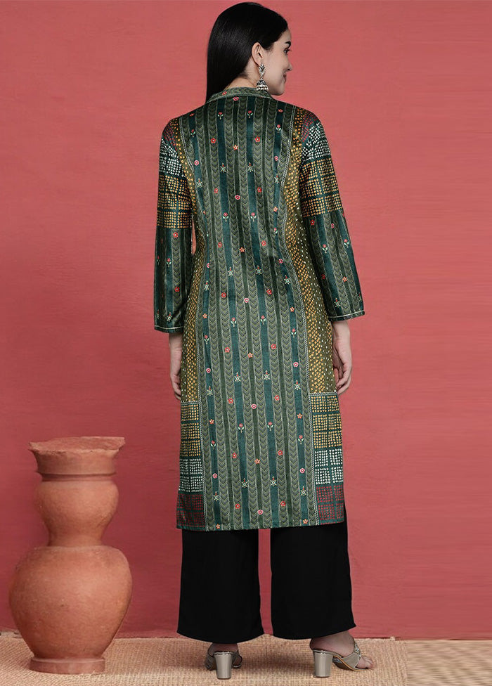 Green Readymade Velvet Kurti