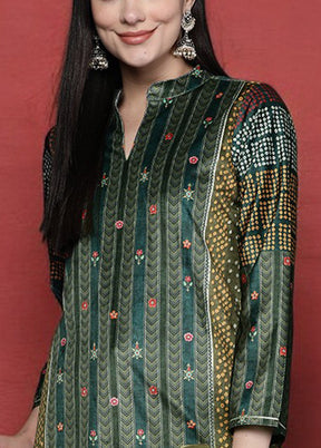 Green Readymade Velvet Kurti