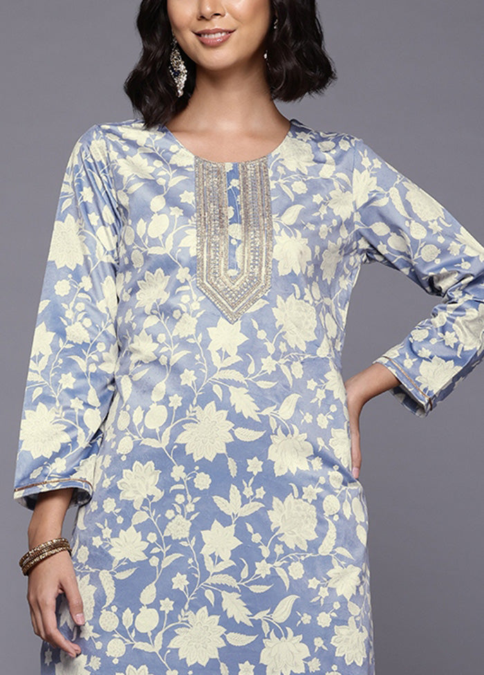 Grey Readymade Velvet Kurti