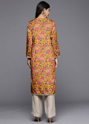 Mustard Readymade Velvet Kurti