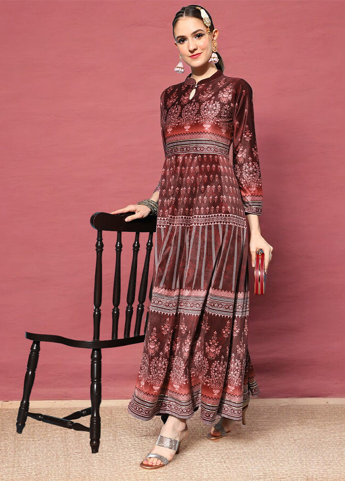 Wine Readymade Velvet Kurti