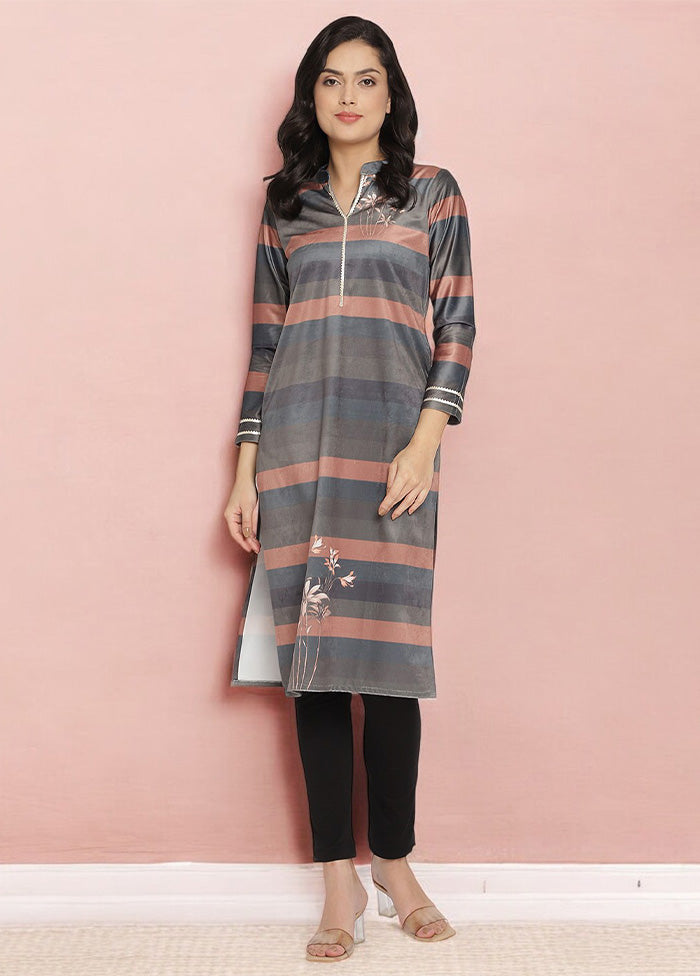 Multicolor Readymade Velvet Kurti