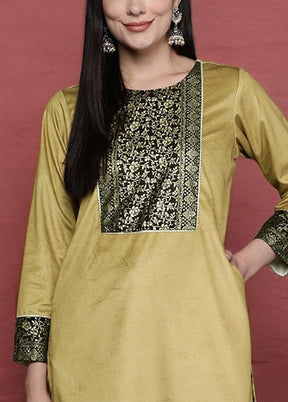 Mustard Readymade Velvet Kurti