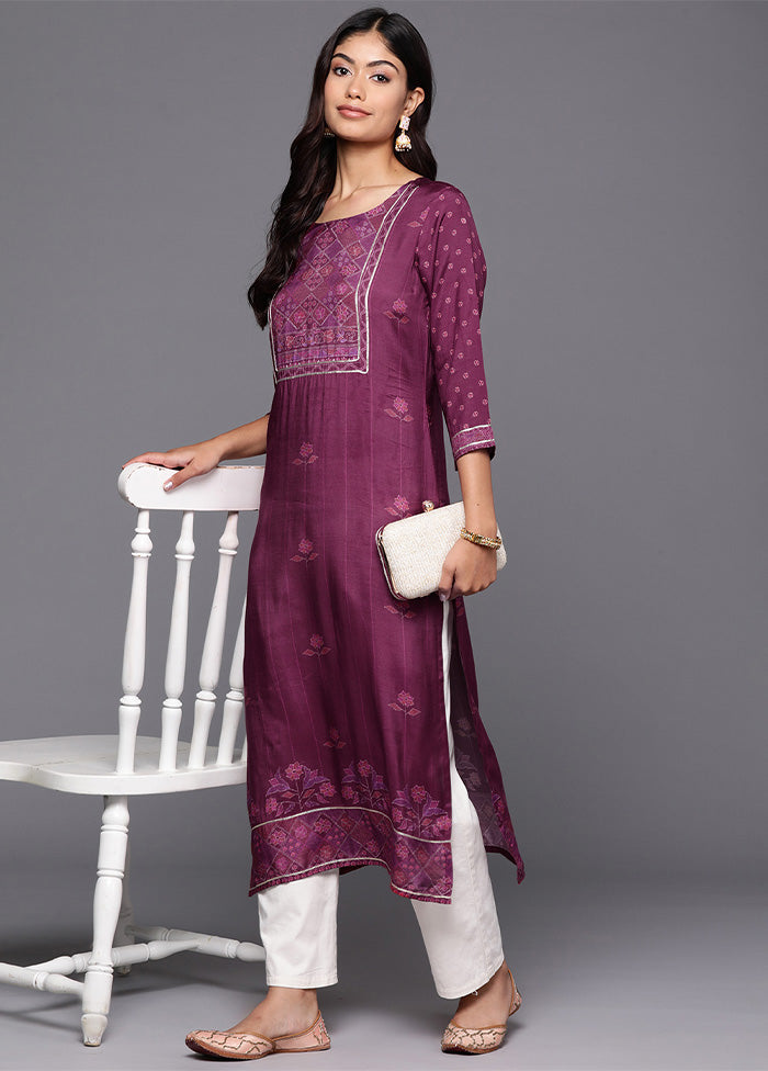 Purple Readymade Silk Kurti