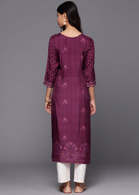 Purple Readymade Silk Kurti