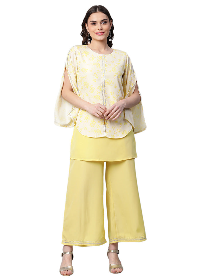 2 Pc Off White Readymade Silk Kurti Set