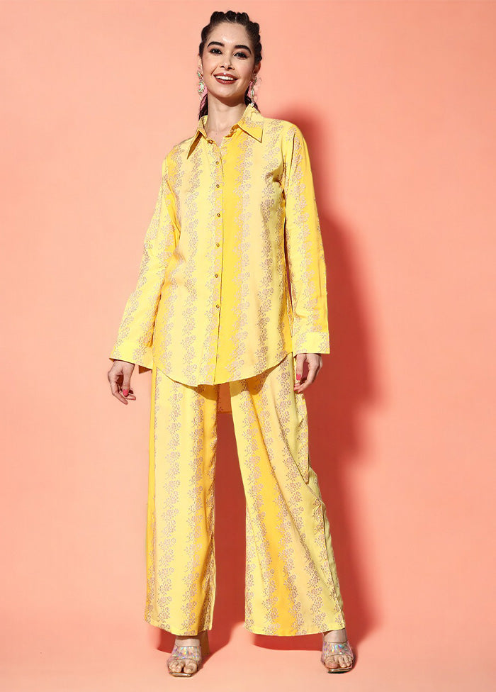 2 Pc Yellow Readymade Rayon Shirt Set