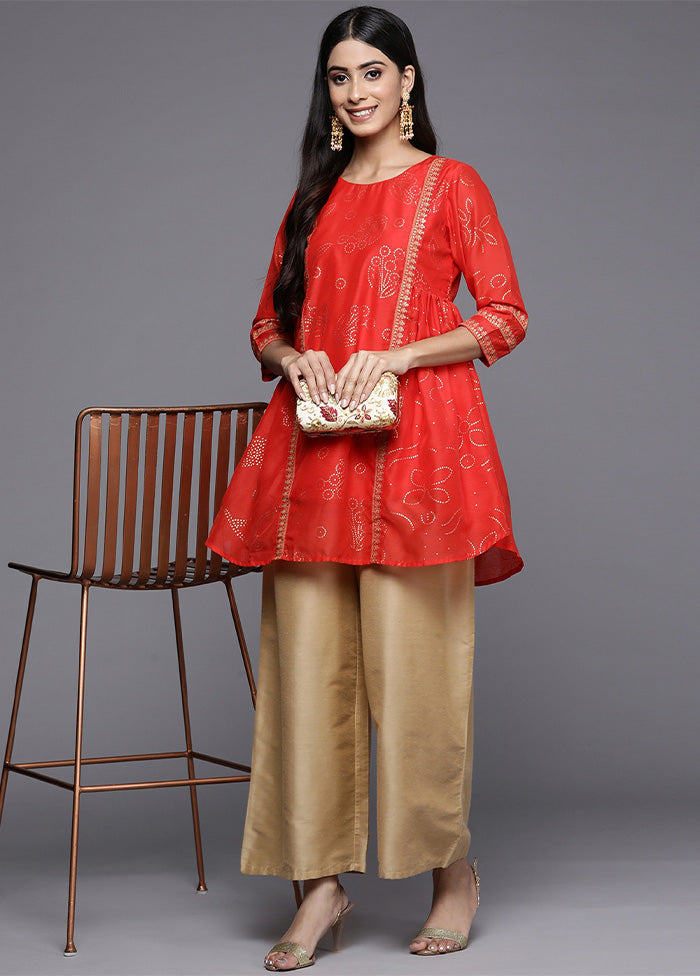 Red Readymade Polyester Tunic