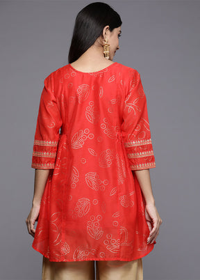 Red Readymade Polyester Tunic