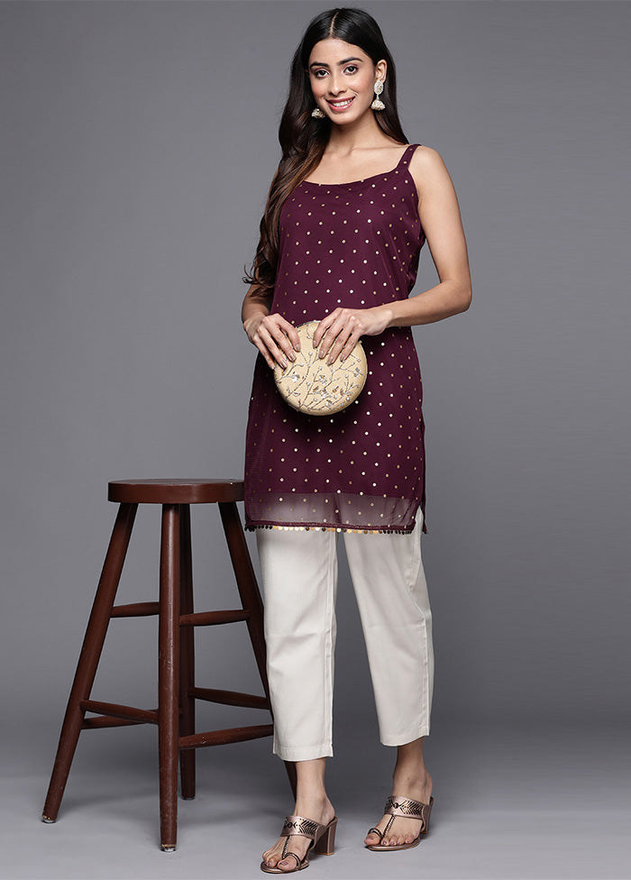 Wine Readymade Silk Tunic