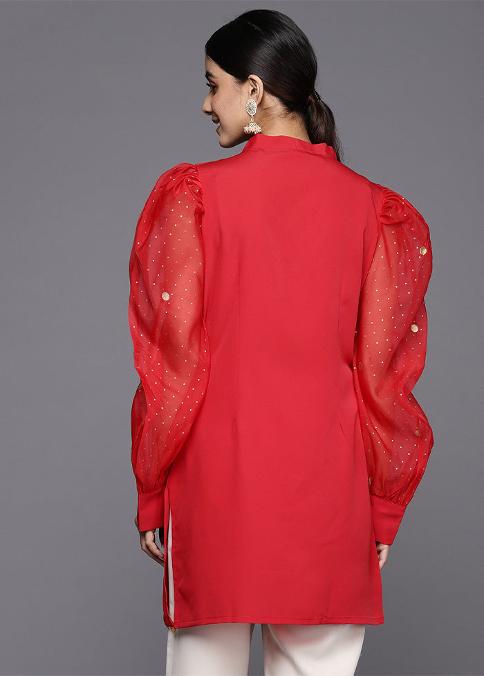 Red Readymade Silk Tunic