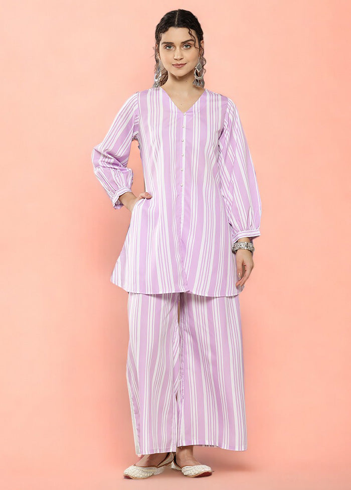 2 Pc Lavender Readymade Silk Top Set