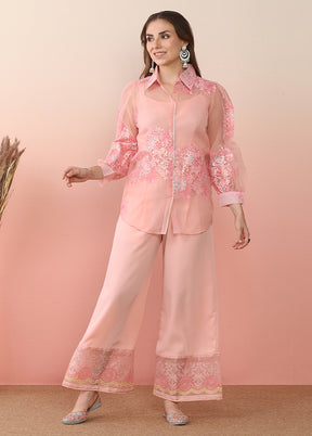 3 Pc Pink Readymade Polyester Tunic Set