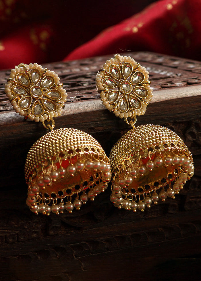 Gold Toned Stone Studded Earrings - Indian Silk House Agencies