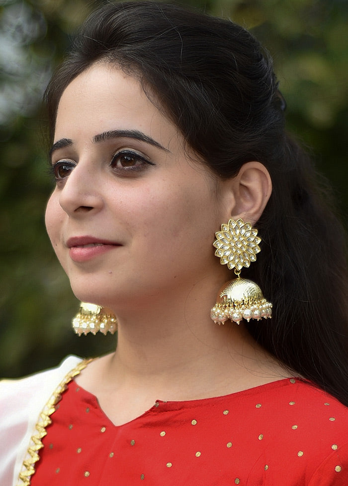 Gold Toned Stone Studded Earrings - Indian Silk House Agencies