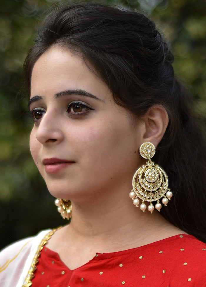 Gold Toned Stone Studded Earrings - Indian Silk House Agencies